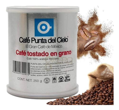 Café en en grano Punta del Cielo en lata sin TACC  250 g