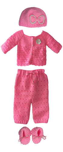 Conjunto Bebé Rosa Crochet