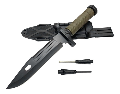 Cuchillo Tacico Supervivencia Pedernal Brújula Funda Rígida