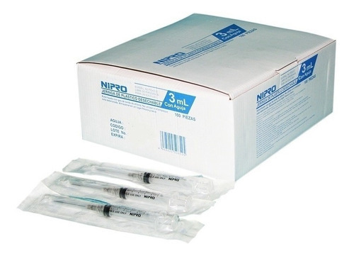 Jeringa Con Aguja 3ml Nipro 23g X 1 Luer Lock C/100