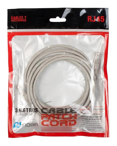 Imagen 4 de 4 de Cable De Red Armado Patch Cord 3 Metros Rj45 Utp Cable Gtia