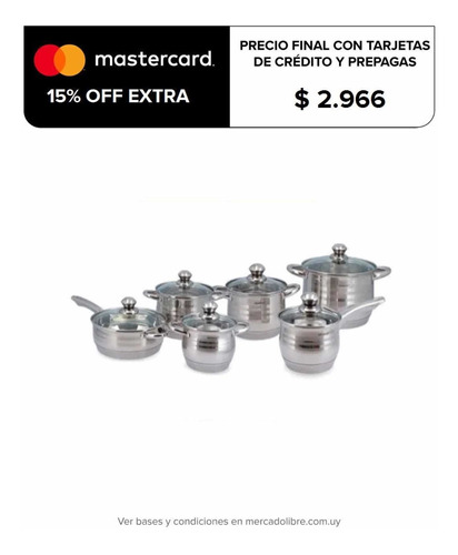 Juego De Batería Cocina 12 Piezas Grunhof Acero Inoxidable