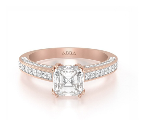 Anillo De Compromiso Oro 10k Piedra Asscher Aurie Abba Joyas