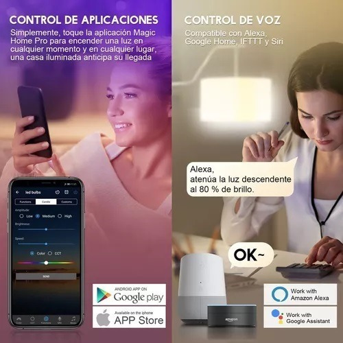 4 Foco Led Inteligente Rgbcw Wifi 9w Alexa Siri Google App