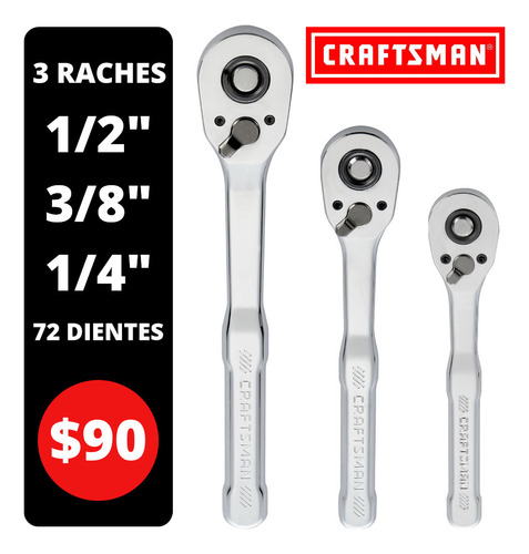 Craftsman Juego De 3 Raches 1/2, 3/8, 1/4 Delivery Gratis Cc