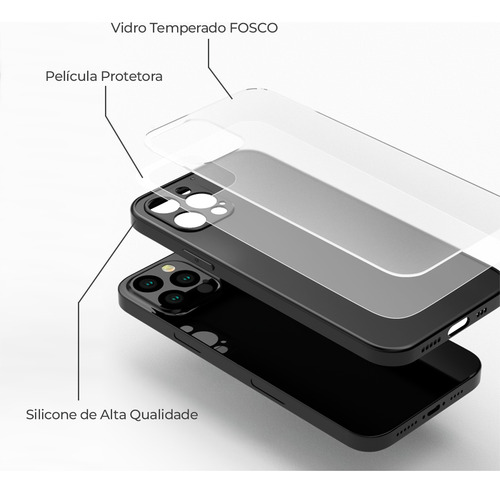 Capinha De Vidro Fosco Compatível Com iPhone 15