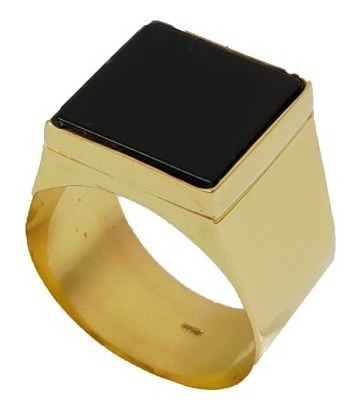 Anel Comendador Em Ouro 18kl/750 Com Pedra Onix Natural 9 Gramas