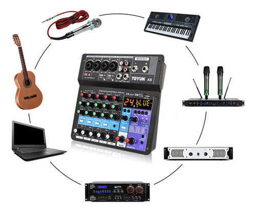 Aa Consola De Audio A6 6ch Protable Mini Mezclador Con