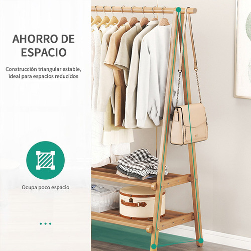 Percha De Suelo Con Balda Percha De Madera Moderna 118cm Amarillo