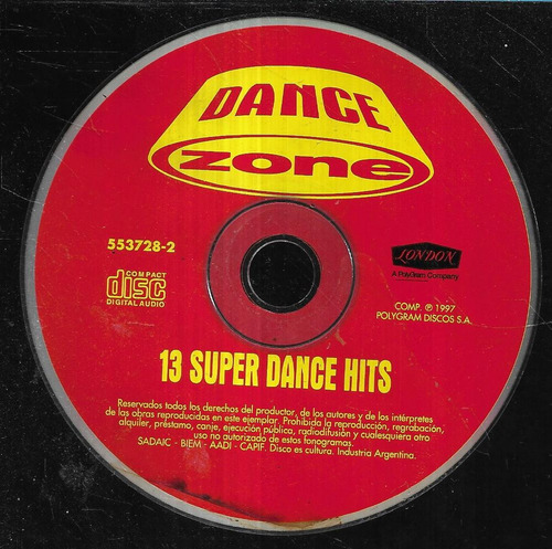 13 Super Dance Hits Album Dance Zone Polygram Cd S/portada