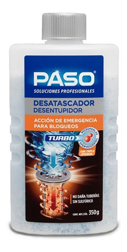 Destapa Cañería Desagües Sal Tubo 350g Atascos Severos. Paso