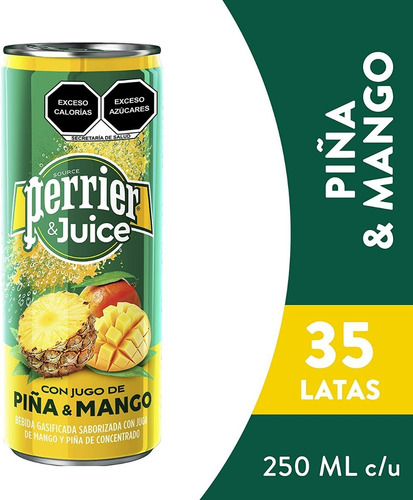 Bebida Gasificada Perrier & Juice Piña Mango 35 Piezas