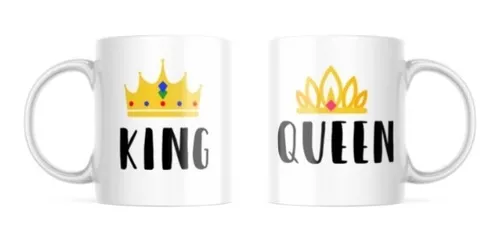 Taza Duo Pareja King Queen Personalizada