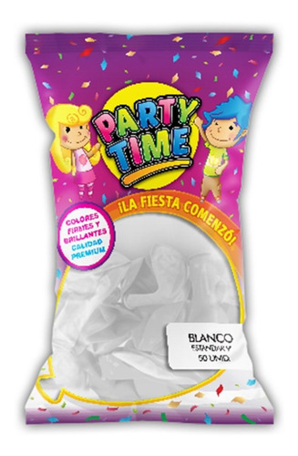 Globo Blanco De 9 Pulgadas Marca Party Time X 50 Unidades