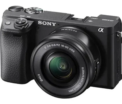 Sony Mirroless A6400 câmera preta com 16-50mm