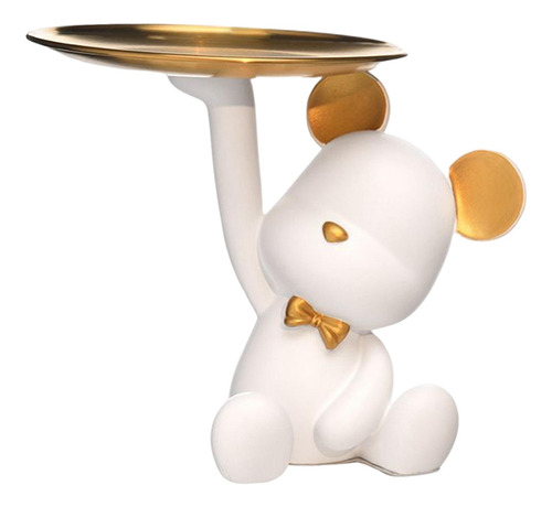 Resina Oso Estatuilla Escultura Bandeja De Almacenamiento
