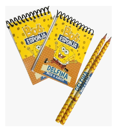 Anotadores Personalizados Más Lápiz Souvenir Bob Esponja X25