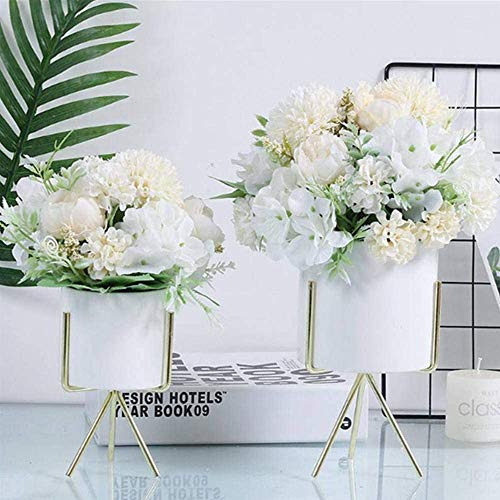 Flores Artificiales, Paquete De 6 Peonías Blancas Falsas De