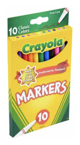 Marcadores Crayola 10 Plumones No Tóxico Punta Fina