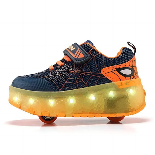 Patines Infantiles Spider-man Con Luz Led Y Ruedas Extraíble