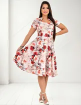 Comprar Vestido Feminino Godê Midi Rodado Moda Evangélica Cristã