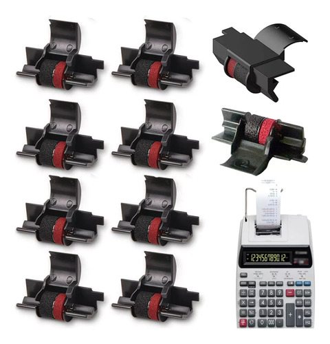 10 Rodillos Entintador Para Sumadora Negro/rojo Casio Ir-40t