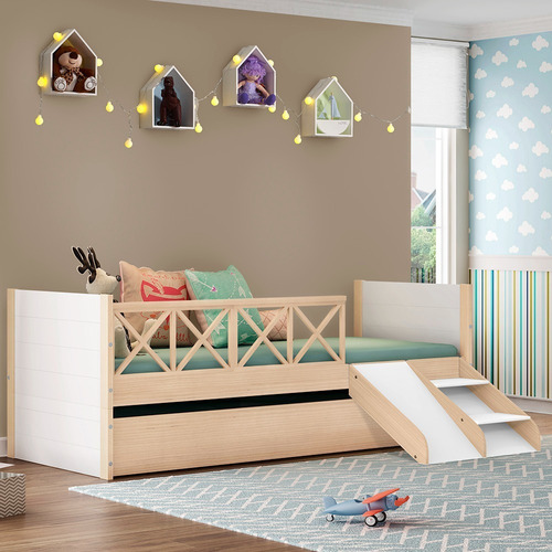 Bicama Infantil Garden Com Kit Escadinha Natural/branco - Ca