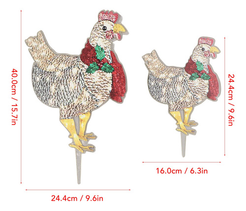Adornos Navideños De Pollo, 2 Piezas, Bufanda Iluminada, Acr