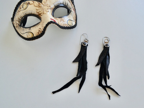 Imagen 5 de 6 de Aros Pluma Cuero Acero Quirúrgico Regalo Mujer Adolescente