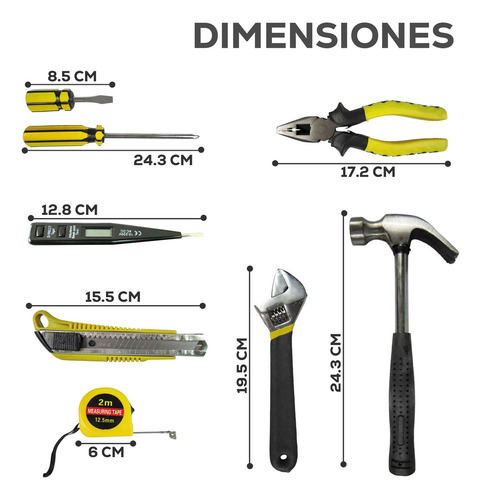 Juego De 12 Herramientas De Taller Mecanico Basicos Del Hogar Con Estuche Portatil Kit De Herramientas FSY Fasilyt YUB-097