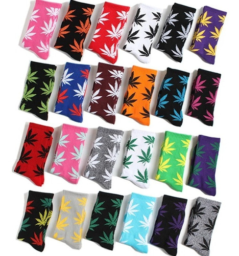 6 Calcetín De Algodón Diseño Cannabis [precio X Sixpack]