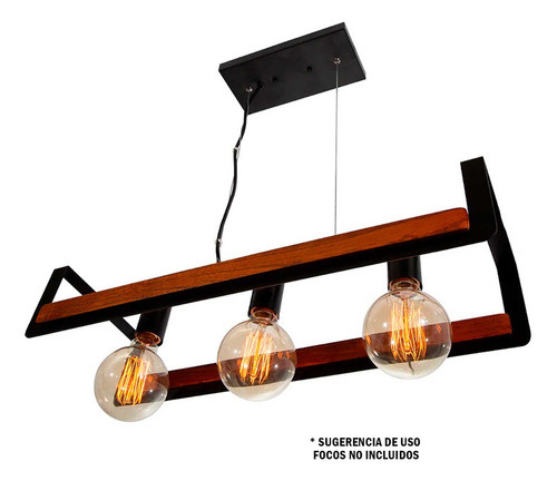 Lámpara Colgante 3 Luces 60w Designers 21058-2 Sin Focos Color Negro