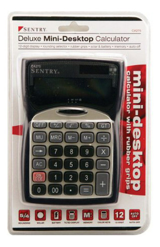 Calculadora De Escritorio Mini Sentry Con Reloj, Plateada (c