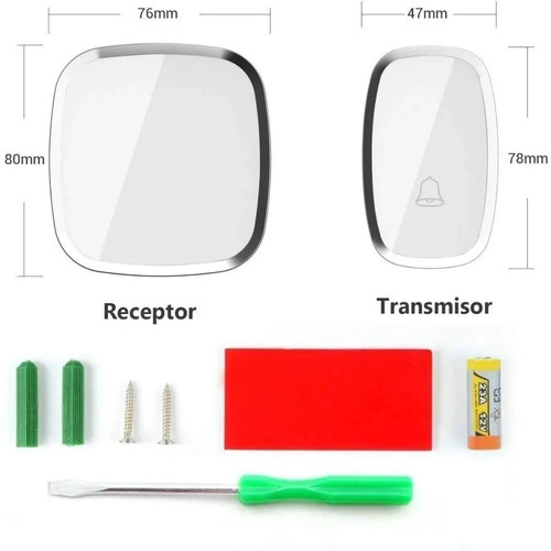 Imagen 7 de 9 de Timbre Inalámbrico Impermeable Con Luz Led 1 Transmiso 2 Rec