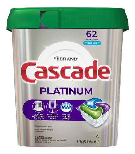 Detergente Para Lavavajillas Cascade Platinum 62 Pods