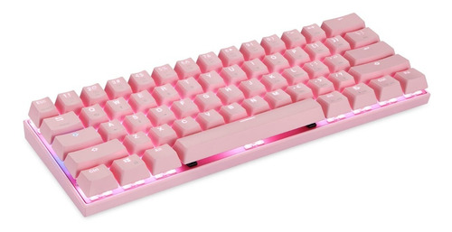 Imagem 8 de 10 de Teclado Gamer Mecânico Motospeed Ck62 Rosa Switch Azul