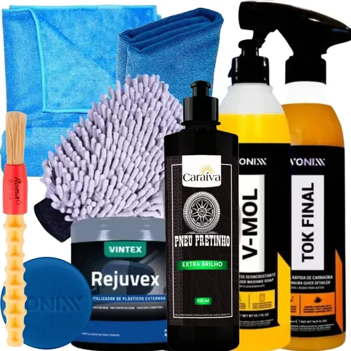 Kit Lavagem Limpeza Automotiva Shampoo Cera Vonixx Pretinho