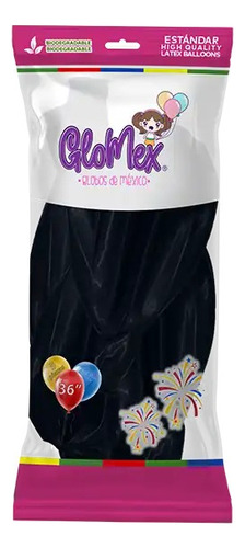 Globo #36 C/5pz Glomex Gigante Fiesta Helio Elige Colores Base Globos No 36 Glomex Globo Negro Estandar 36 C/5pz Glomex