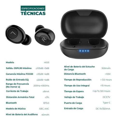 Imagen 2 de 7 de Audífono Amplificador Auditivo Recargable Bluetooth Hipoacus