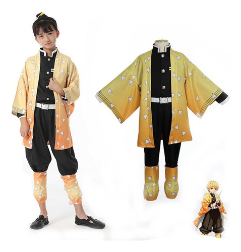 Demon Slayer Cosplay Kimono Traje Para Niño-agatsuma Zenitsu
