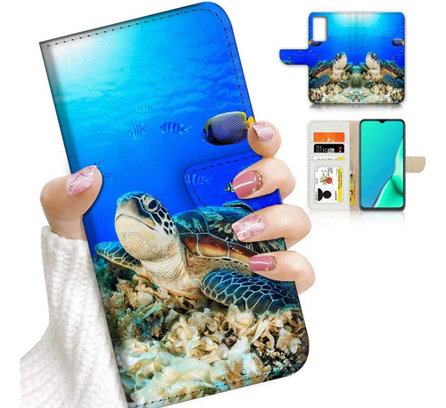 Funda Billetera Oceano Tortuga Para Samsung Galaxy S21 Plus