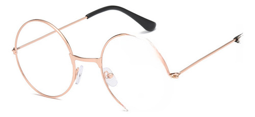 Gafas Retro Redondas Con Lente Negra Transparente