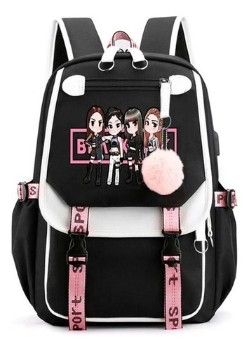 Mochila Juvenil Coreana Para Blackpink Con Puerto Usb