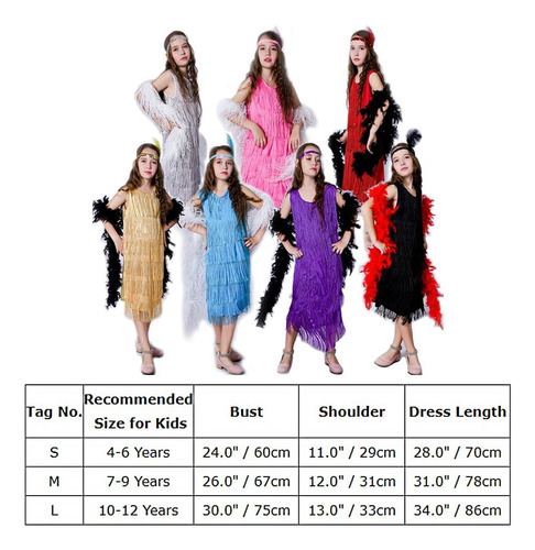 Vestido De Disfraz Para Niñas De Los Años 20 Con Flecos Y Bo