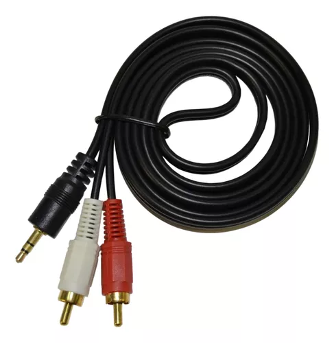 Cable 2x1 audio - 2 RCA a plug / Jack 3.5mm para sonido estéreo - Tecnopura