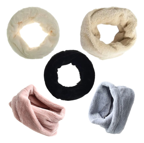 Cuello Bufanda Doble Peludo Peluche Textura Lisa Abrigo