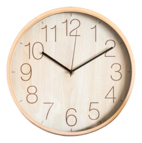 Reloj Pared Plastico Marco Color Madera 30cm Diam. Num Gr.