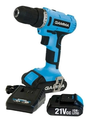 Imagen 2 de 3 de Taladro Atornillador Gamma 21 Vcc G12103ar Bateria Ion Litio Frecuencia 30 Color Celeste