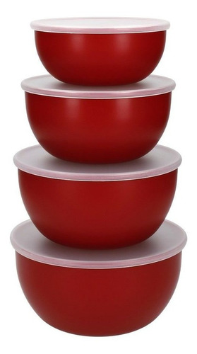 Conjunto De 4 Tigelas Com Tampa Kitchenaid - Vermelha