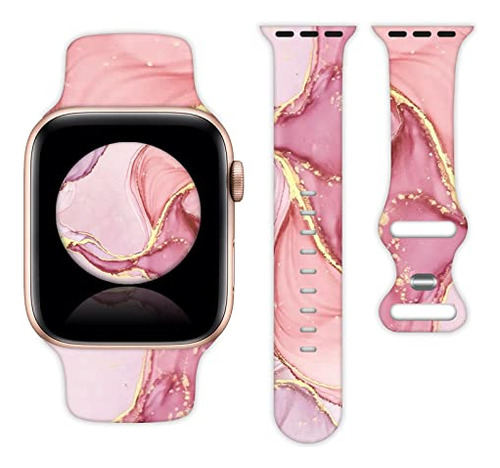 Banda De Reloj De Mármol Rosa Compatible Con Apple Watch 38m